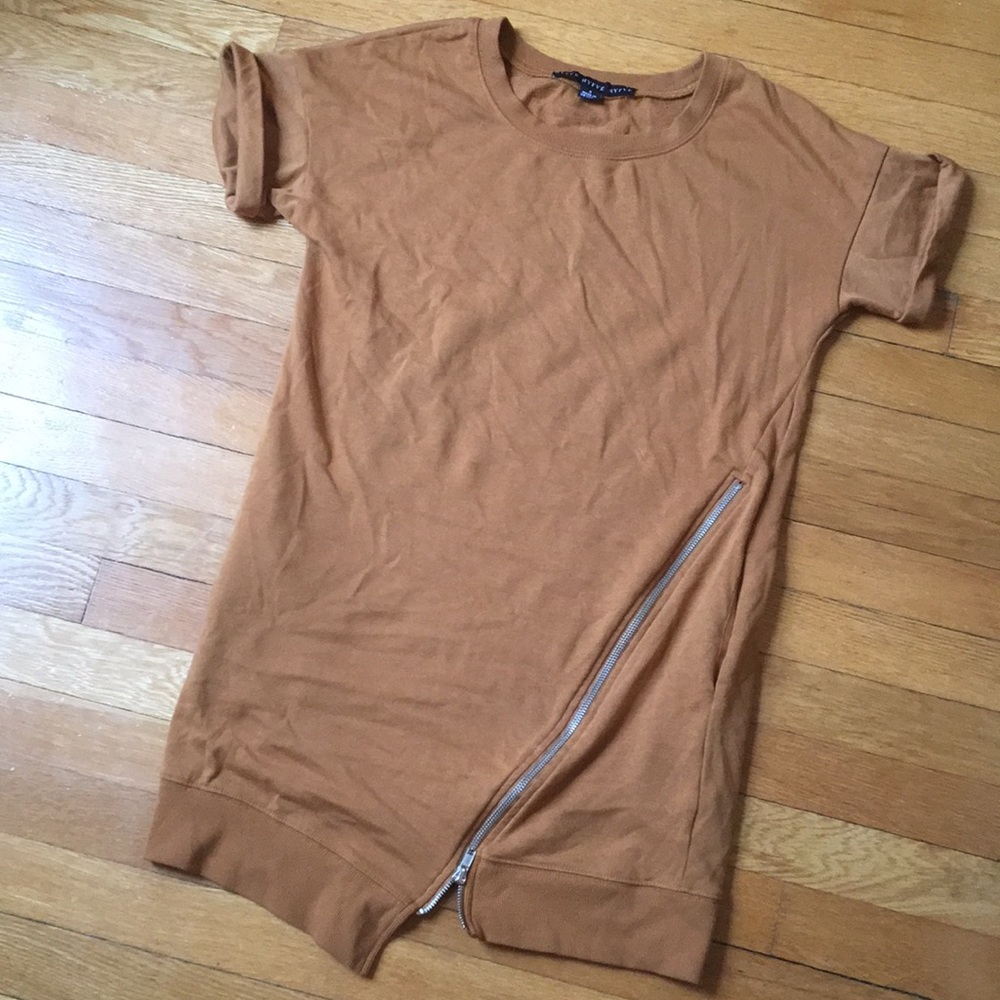 Tan Shirt Dress with Pockets Size S